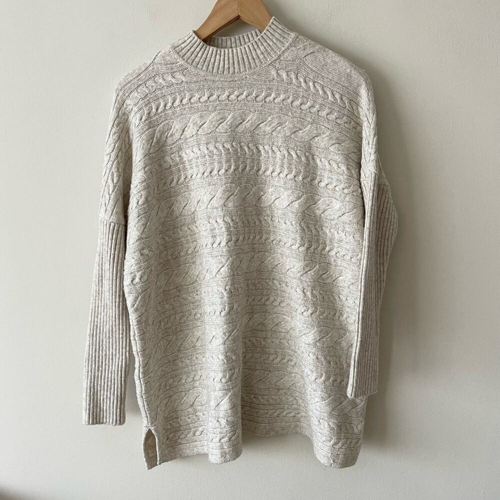 Soft Surroundings Cable Knit Sweater Pullover Wool Blend Woman size M Pettit